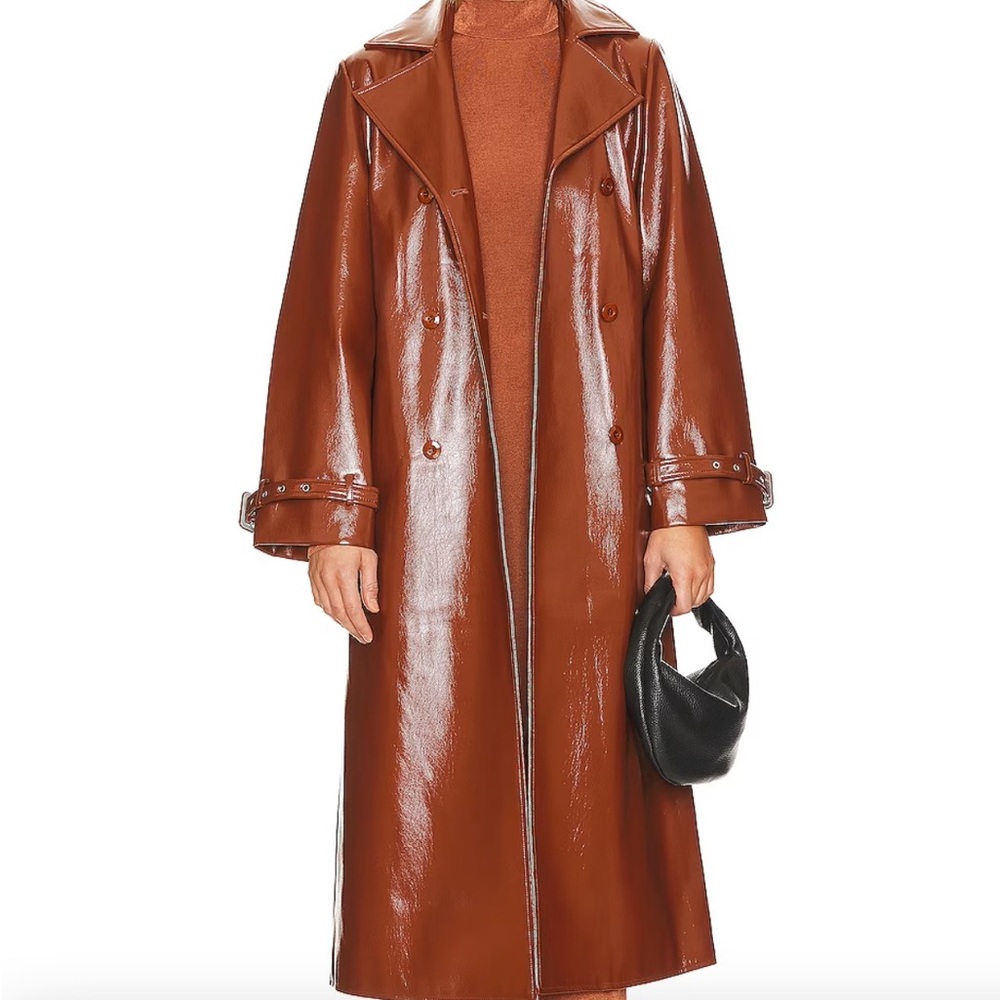 Eugenia Faux Patent Trench Coat Camila Coelho